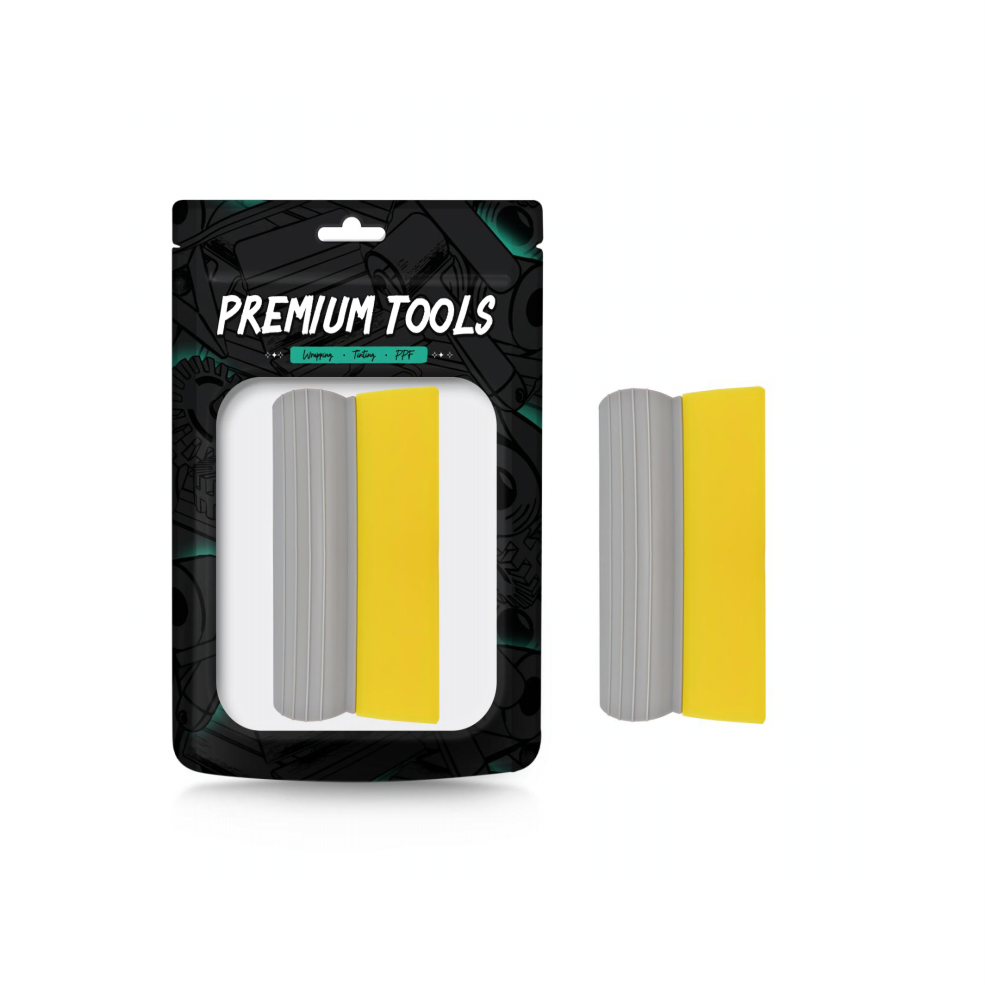 عکس محصول کاردک لاستیکی زرد توربو برای نصب برچسب بدنه و شیشه دودی خودرو 10cm